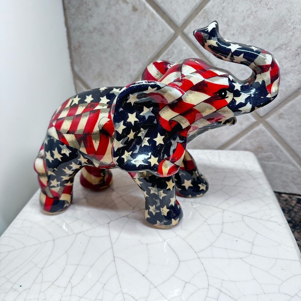 Patriotic Elephant Figurine